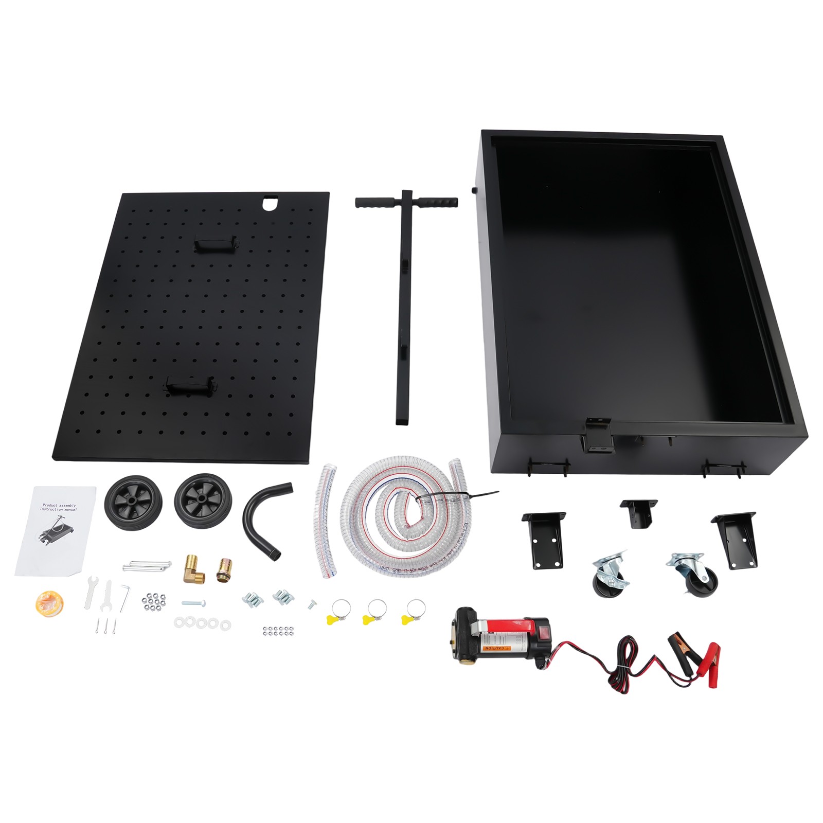 25 Gallon Oil Drain Pan Tank Low Profile Dolly with 155W Electric Pump 12V