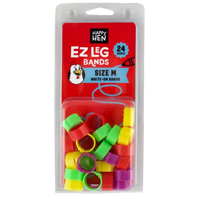 Happy Hen Ez Leg Bands Size Medium 24 Count Chicken 24Ct