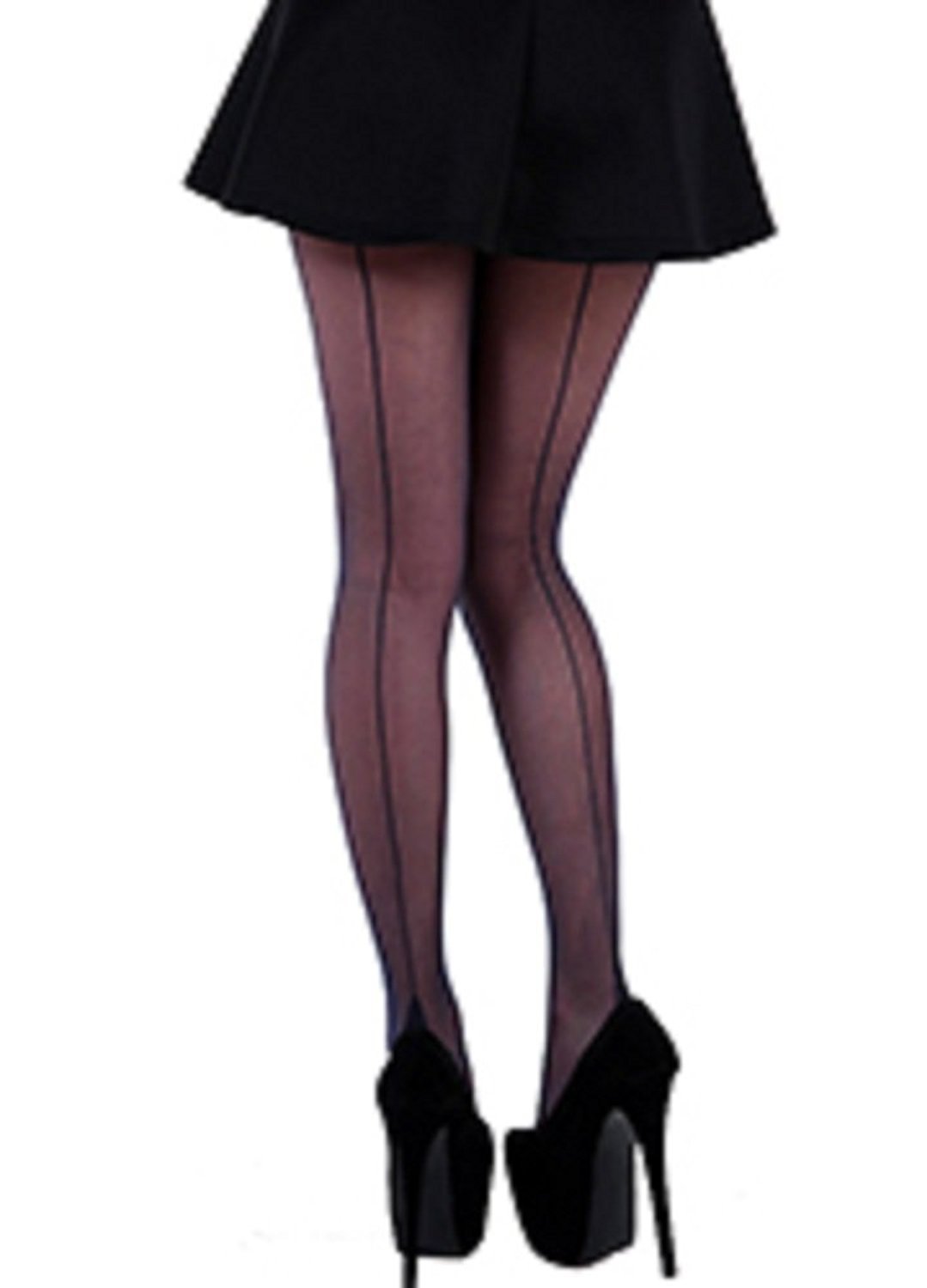 Women Sheer Seamed Tights Retro Back Seam Tight 15 Denier Sheer Tights