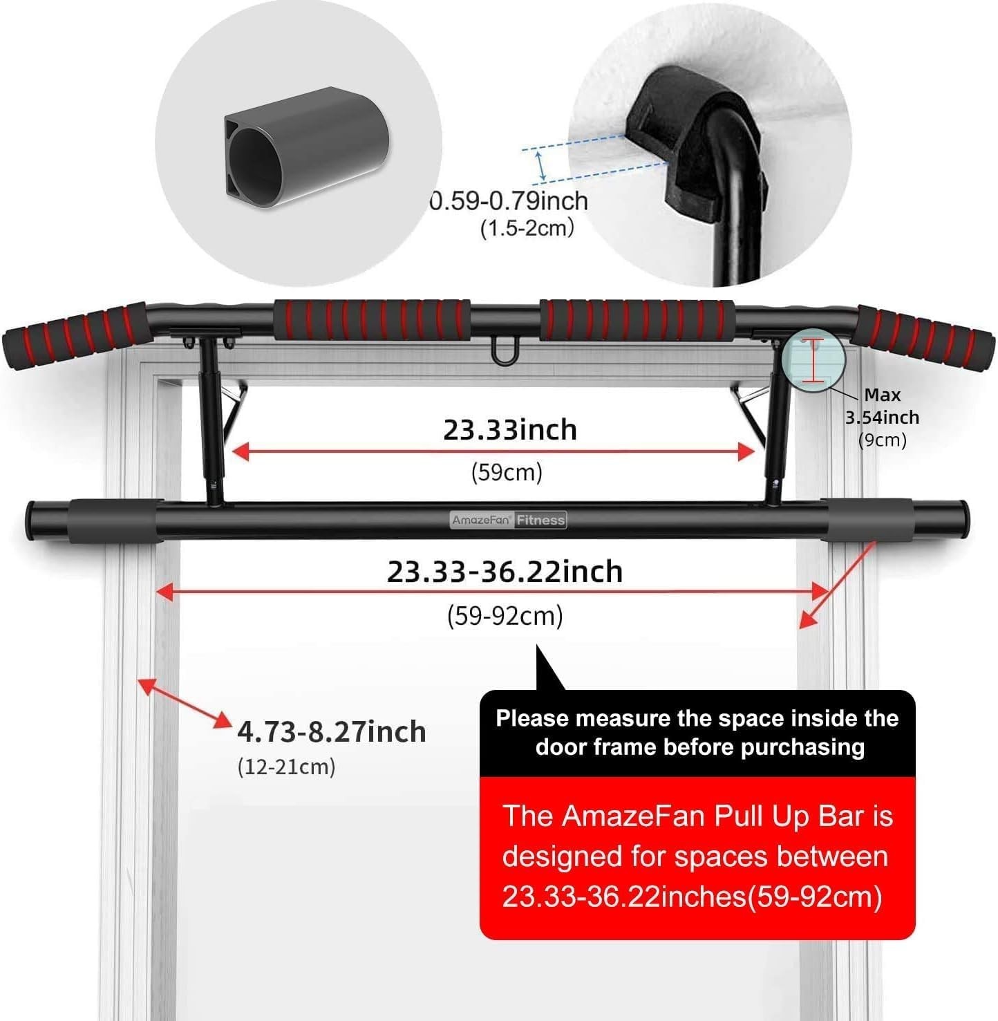 Space-Saving Folding Pull Up Bar with Adjustable Angled Grip - 2024 Upgrade