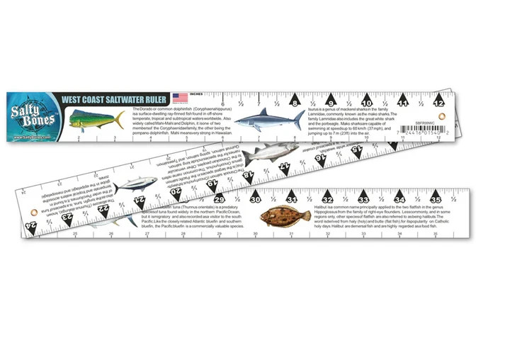 Fishing Ruler, Salty Bones West Coast Folding, Compact Saltwater ID  36",