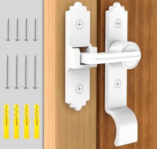 90/180 Degree Barn Door Latch, Heavy Duty Hardware 180 Degree White-1pcs