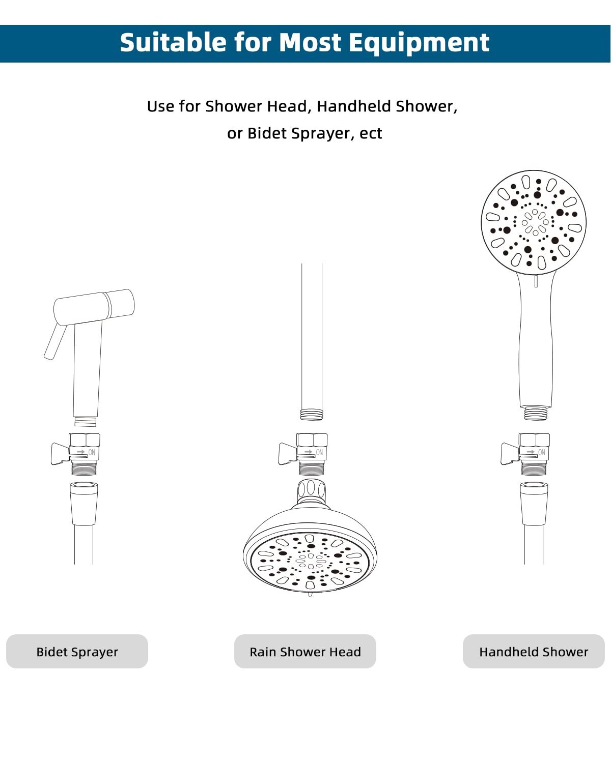 All Metal Shower Head Flow Control Valve G1/2 Brass Shut-off Valve with Handle