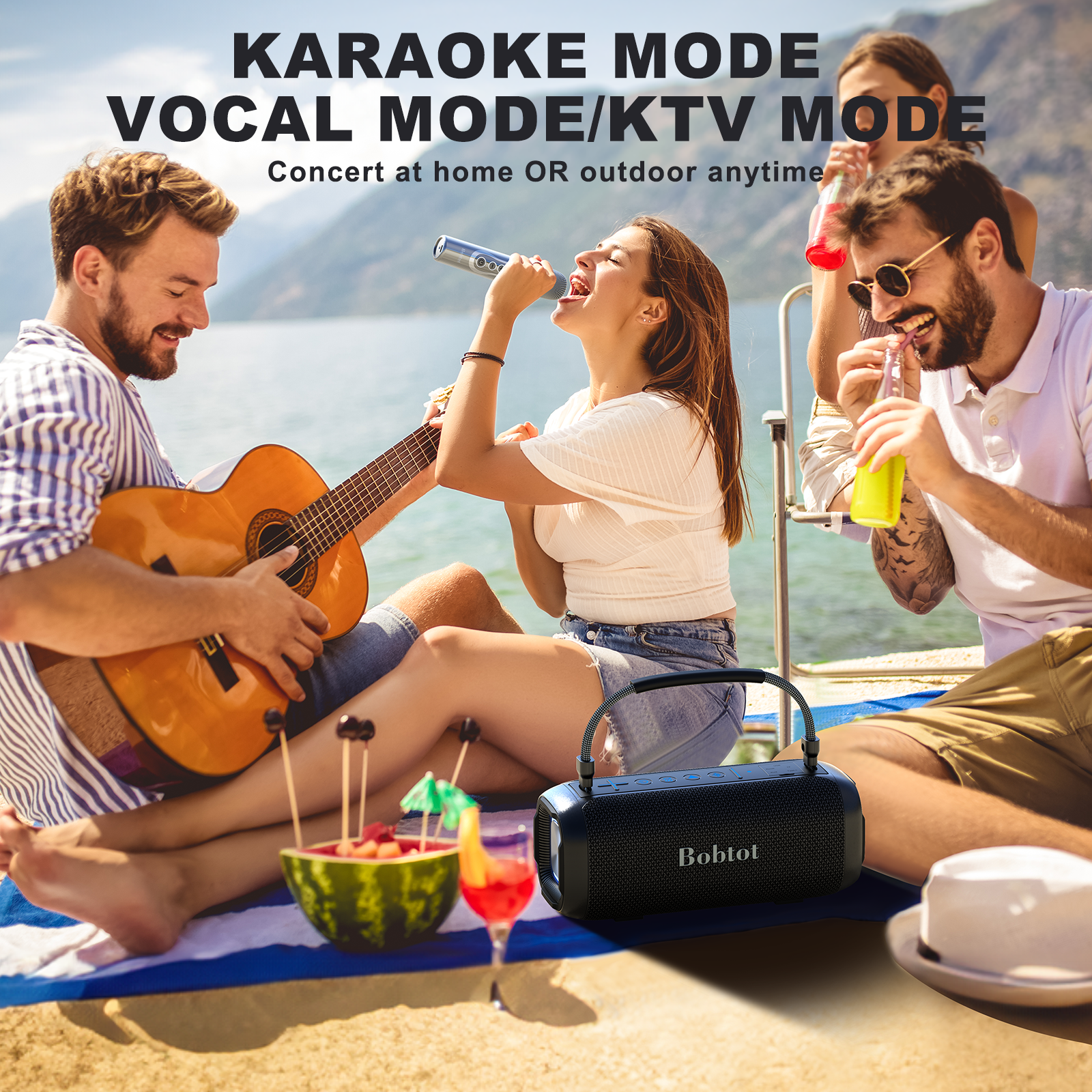 Karaoke Bluetooth Speaker Portable Waterproof Speaker with a Wireless Microphone