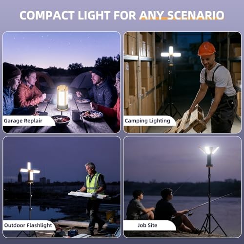 Rechargeable Camping Light with Stand, 10400mAh LED Work Light 1 Pack Orange