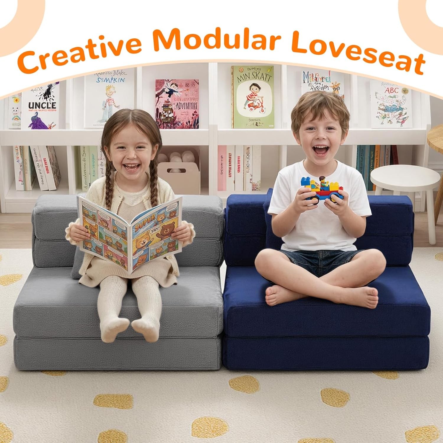 Foldable Futon Chair Bed Kids Toddler Sofa Mattress Convertible Foam Floor Couch