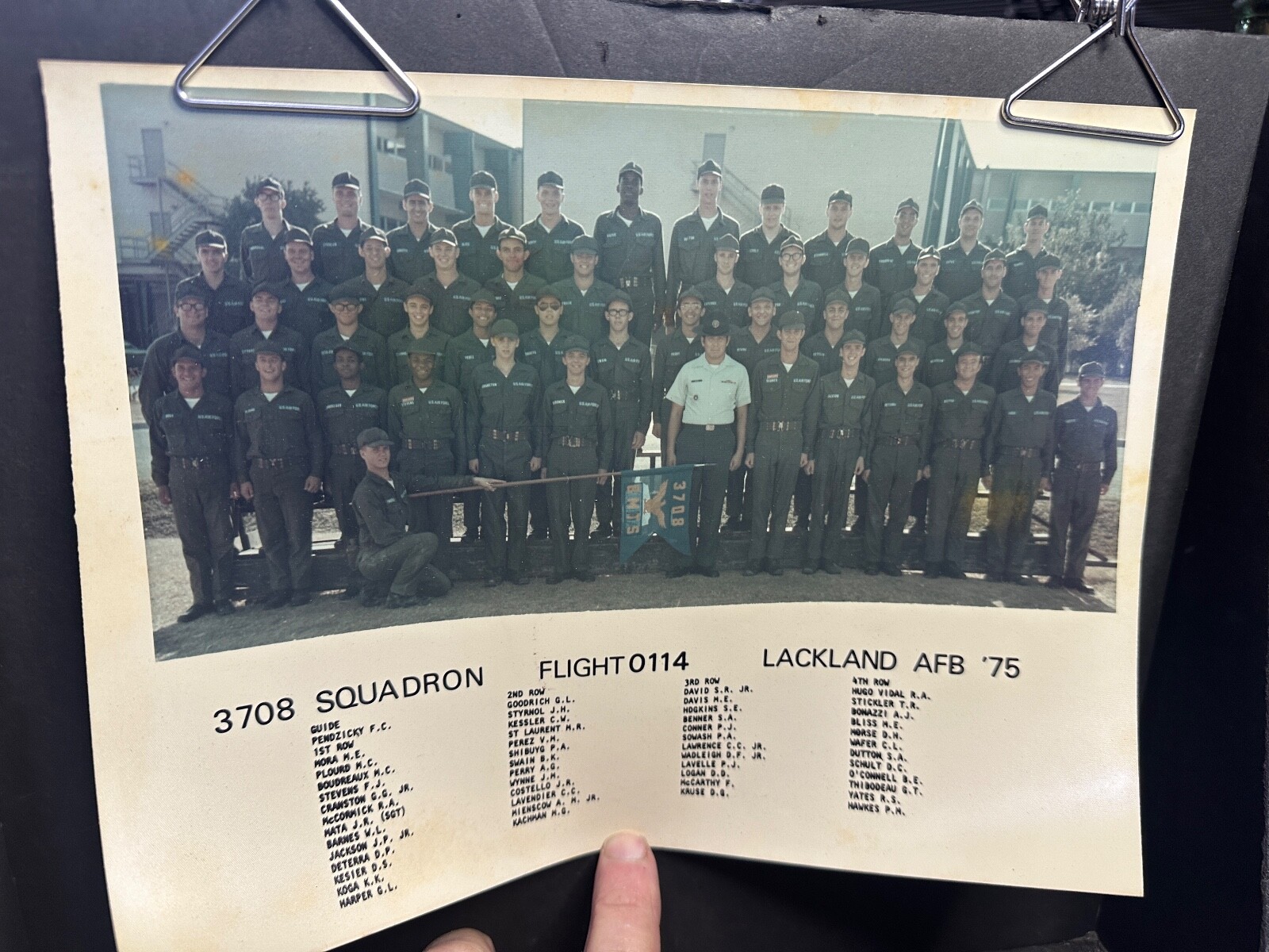 Vintage 1975 Photo Lackland AFB, 3708 Squadron, Flight 0114, Air Force