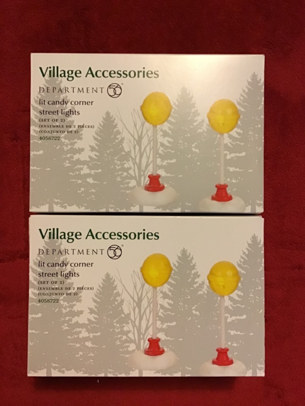 DEPT 56 Lot - 2 Sets Village Accessories ~LIT CANDY CORNER STREET LIGHTS~ NEW!