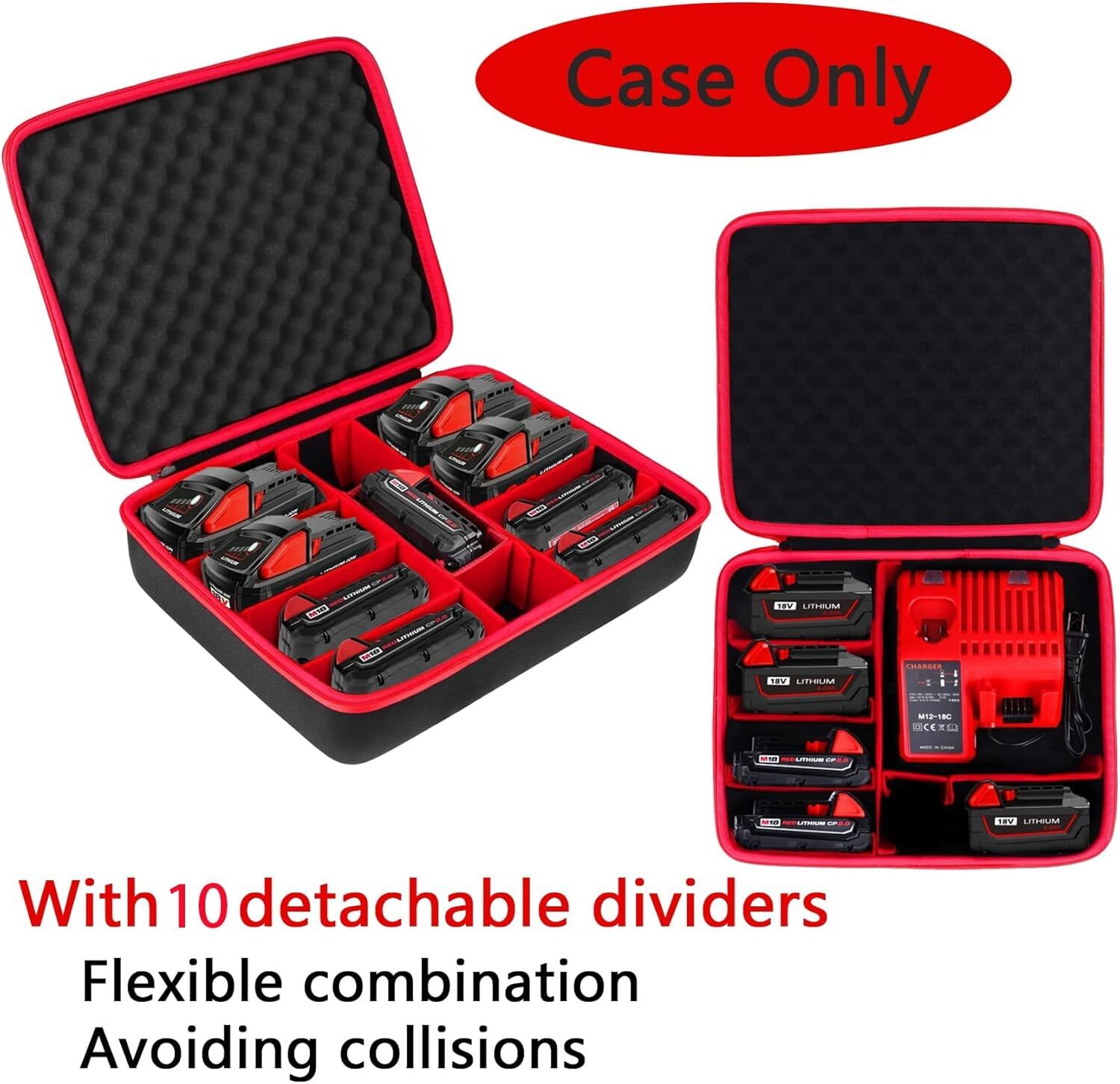 Hard Battery Storage Box Holder Carrying Case Replacement for Milwaukee M12 M18.