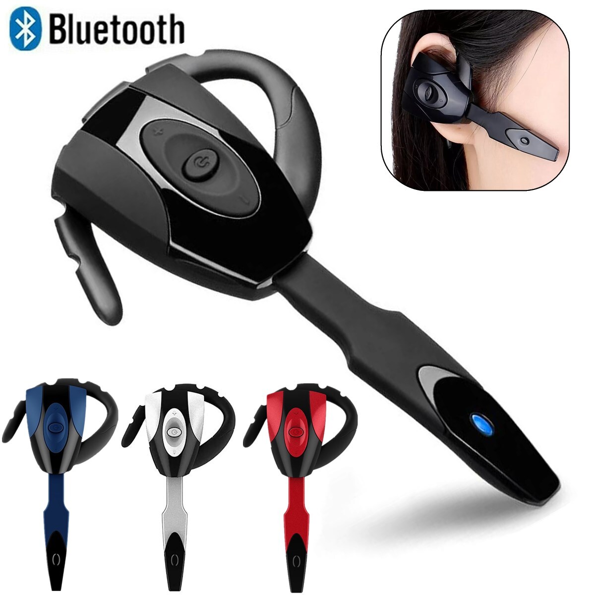 New Bluetooth Trucker Wireless Earpiece Mic Noise Cancelling Headset Earphone US