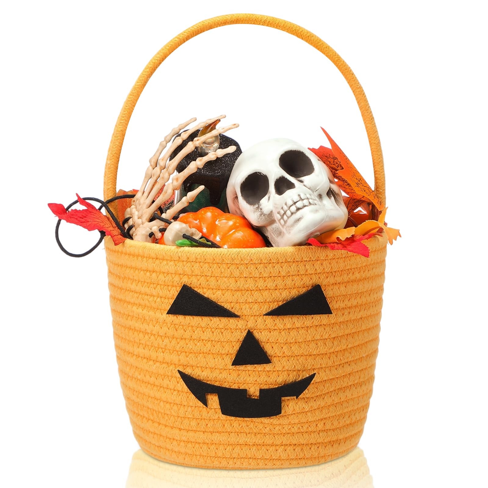 Teenyyou Halloween Basket with Handle Cute Bucket Cotton Rope Woven Candy Ser...
