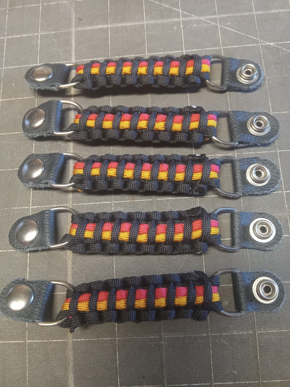 Vest extenders paracord Set of 5  extenders Lite BLACK RED & GOLD By Stitch