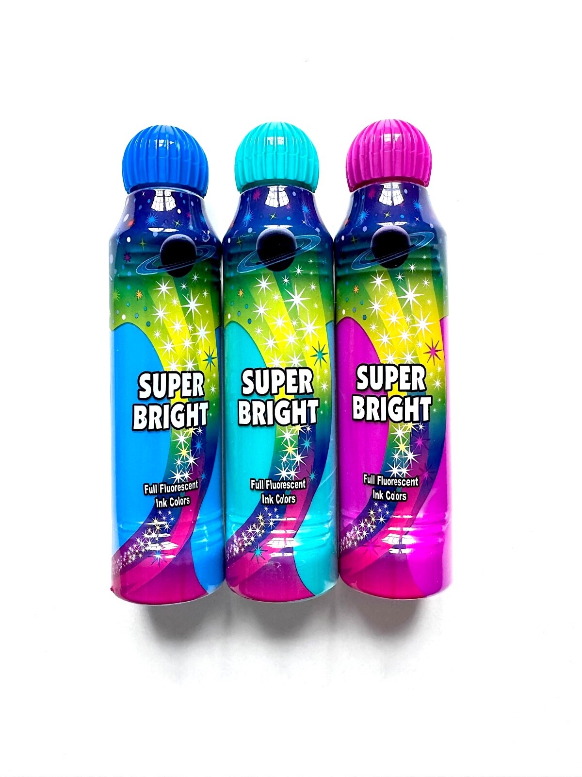 Super Bright Fluorescent 3 oz Bingo Daubers- Set of 3- Blue, Aqua, Purple