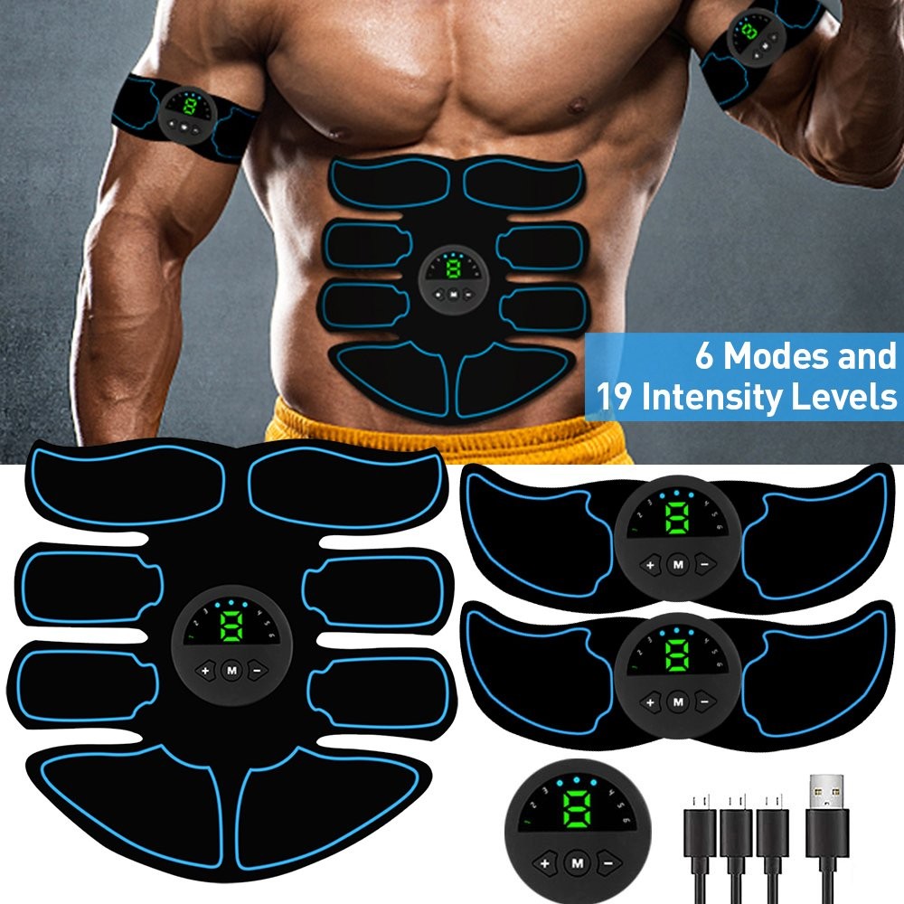 Muscle Stimulator EMS Ab Trainer Tens Unit Portable Stimulater Abs Massager Blue