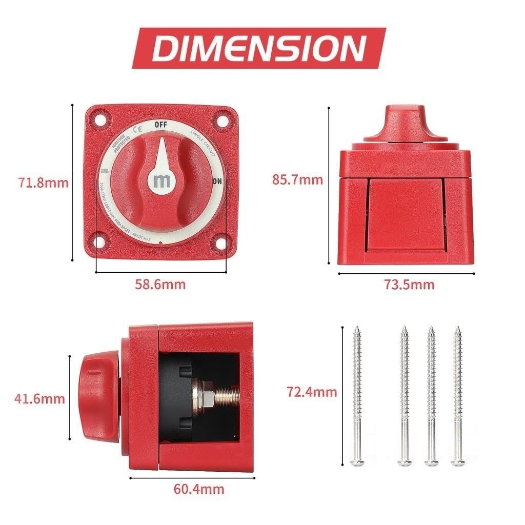Wirenest Heavy-Duty Battery Disconnect Switch UTV RV Boat Multi-Mount 300A