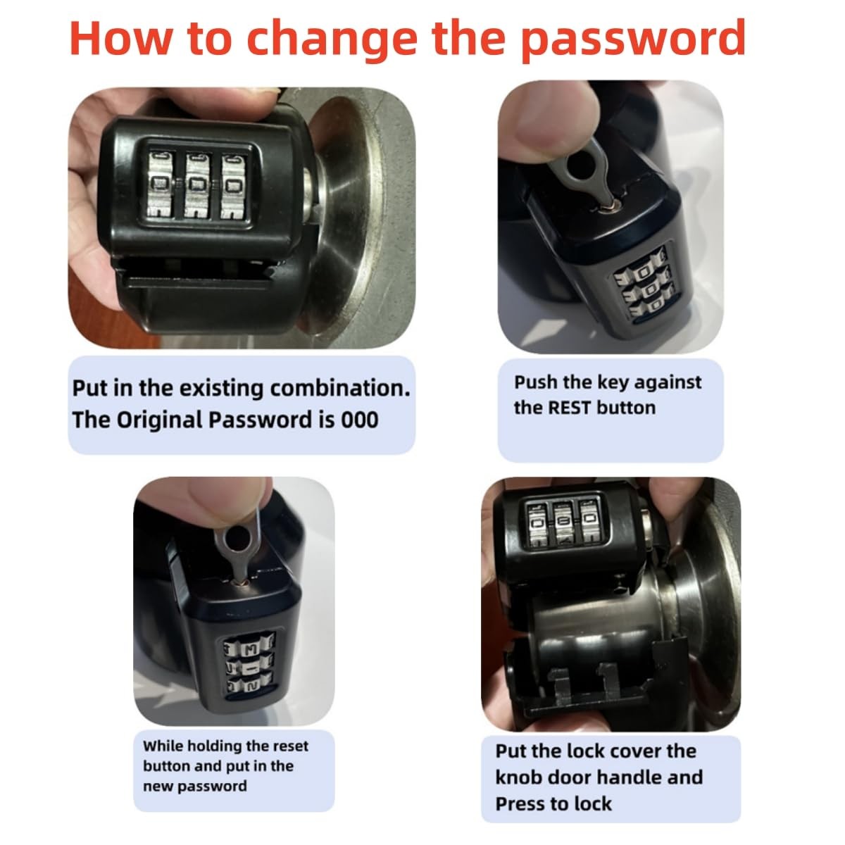 Keyed Door Handle Lockout Device Cover with Code to Disable Access Black