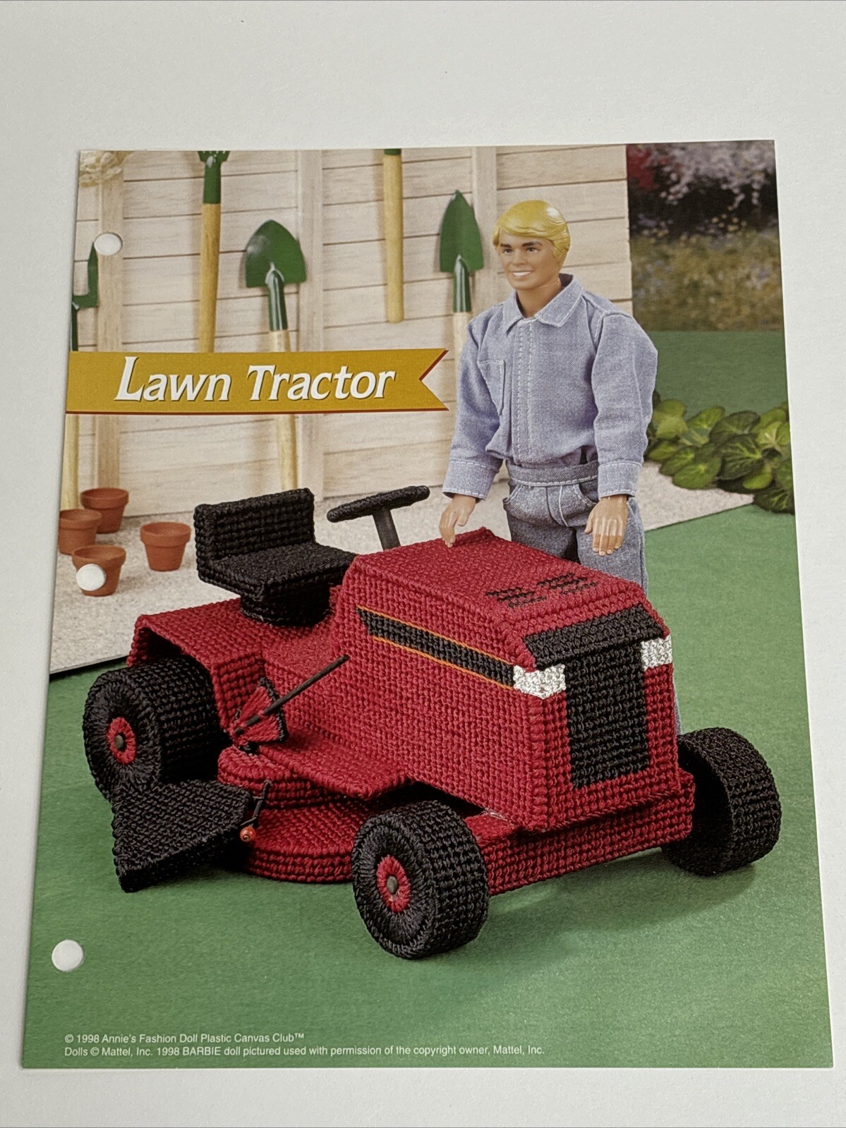 Lawn Tractor Fashion Doll Annie's Attic Plastic Canvas Pattern