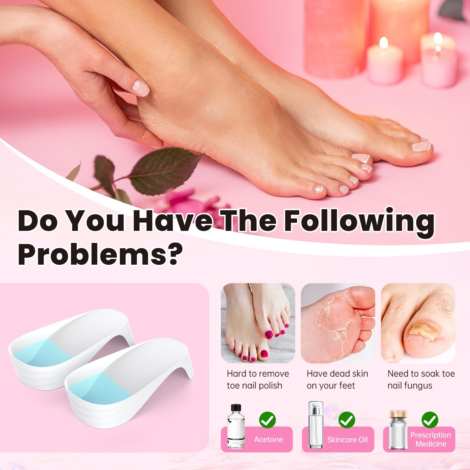 Toe Nail Soaking Bowl: Large Size Acetone Proof Toe Soaking Tray for DIY enth...