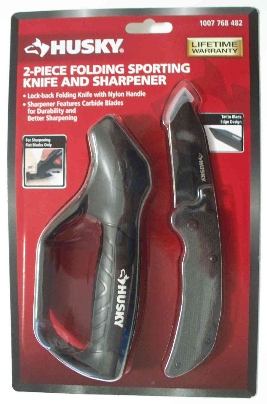 Husky 2 Piece Folding Sporting Knife & Sharpener Set - 1007768482 - Combo Ship