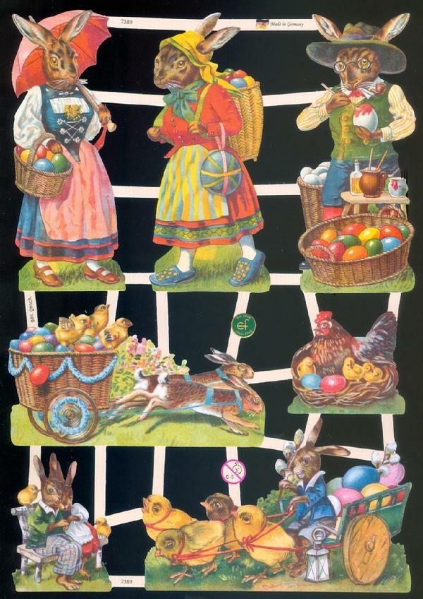 VICTORIAN STYLE DIE CUT PAPER SCRAPS EASTER THEME ef7389 GERMANY