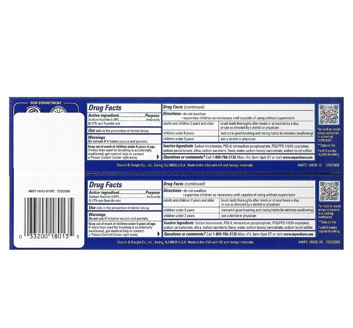 Advance White, Anticavity Fluoride Toothpaste, Clean Mint, Twin Pack, 6 oz
