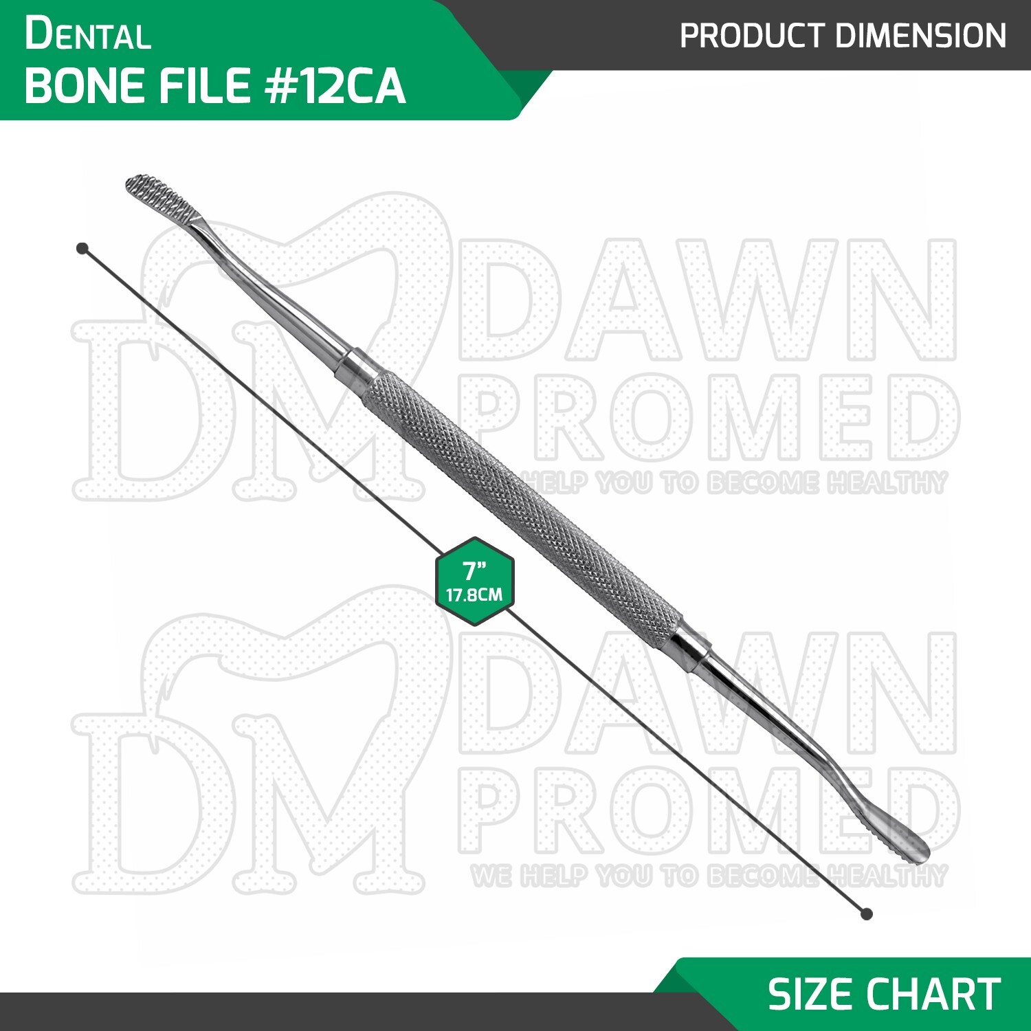 3 Pcs Dental Bone File #12CA Double Ended 7" Surgical Dentist Instruments