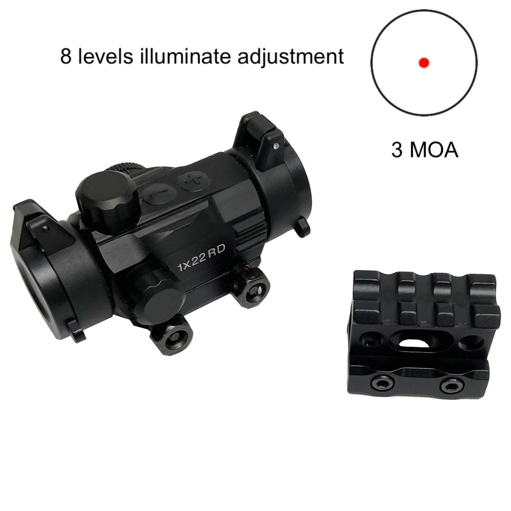 1X22 red dot, 3MOA fit for Picatinny rail with 1 Inch Riser Mount