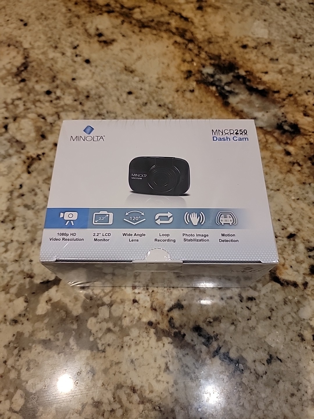 New Sealed Minolta MNCD250 Full HD 12MP 2.2" LCD Screen Dash Cam #MNCD250-Black