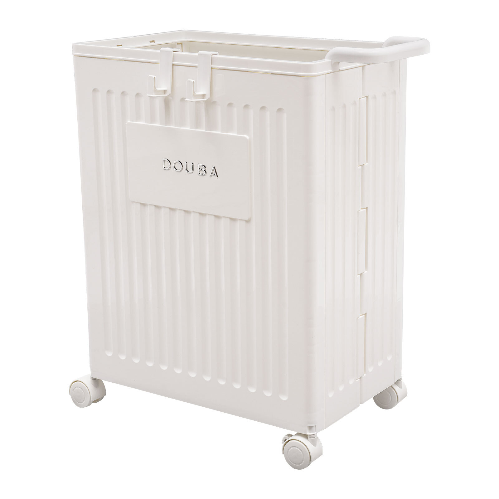 PP Removable Storage Cabinet with Wheels Foldable Storage Box White 39*25*52.5cm