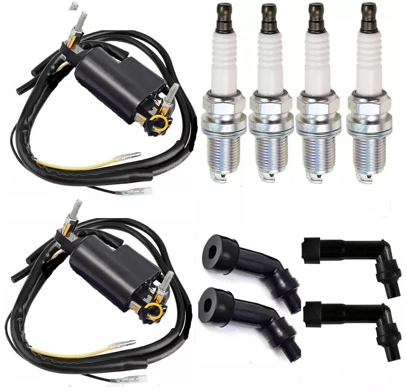 2X Ignition Coils +Spark Plug For Honda CB350F CB400F CB500 CB550 CB550F CB550K
