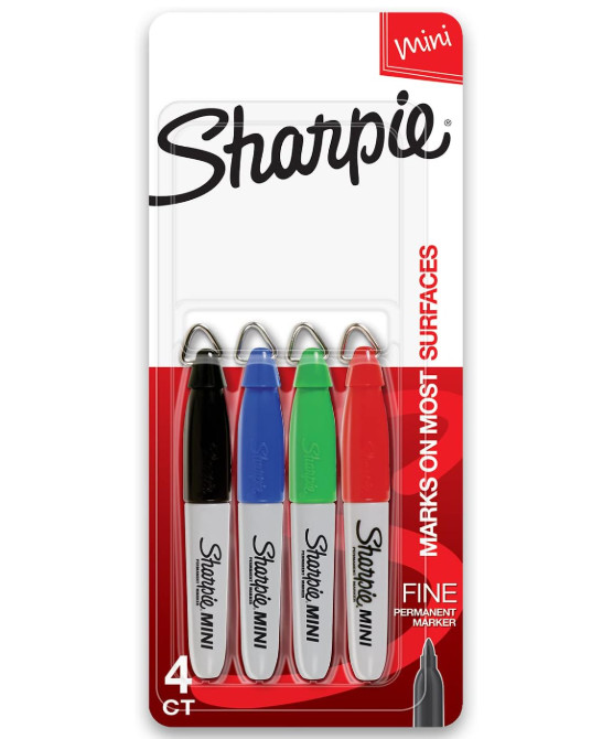 Sharpie Mini Permanent Markers, Fine Point, Assorted Colors, 4 Count