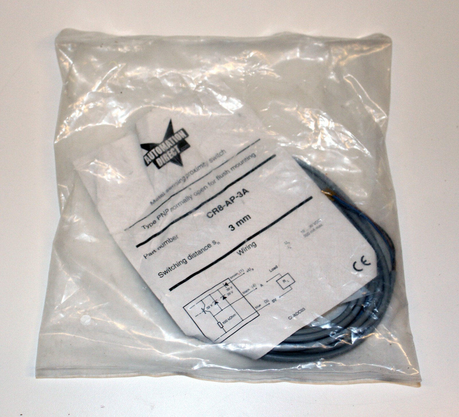 AUTOMATION DIRECT CR8-AP-3A Inductive Proximity Sensor: Rectangular, 3mm Range