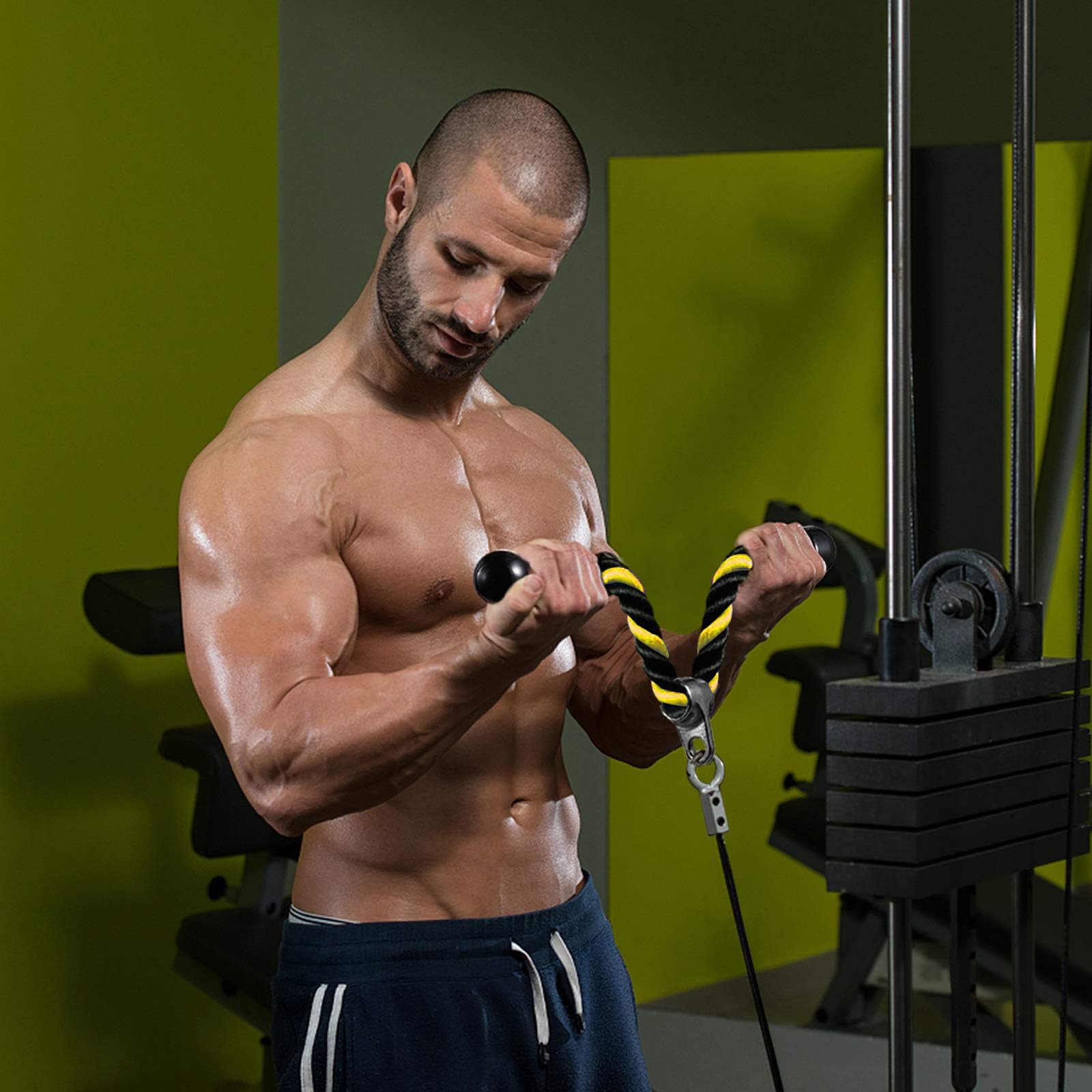 Tricep Rope Cable Attachment for LAT Pulldown - 27 & 36 Inch Non-Slip Design