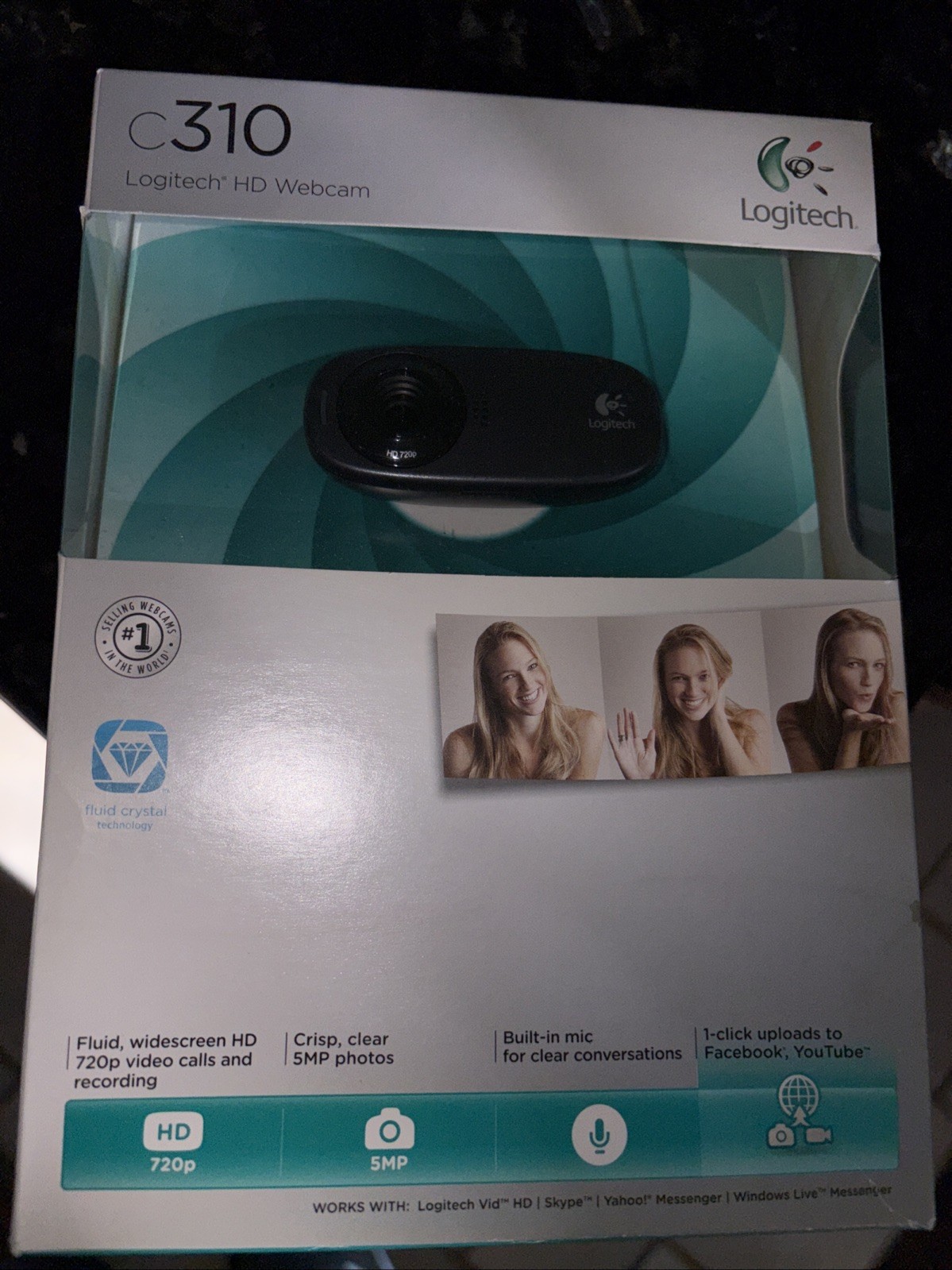 Logitech C310 HD Webcam 720p Built-In Mic USB PC Mac Webcam (New Open Box)