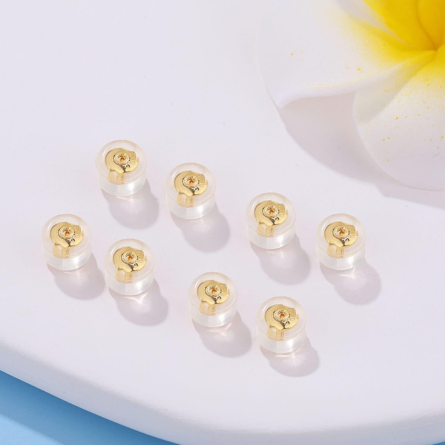 18K Gold Locking Secure Earring Backs for Studs, Silicone Earring Backs Replacem