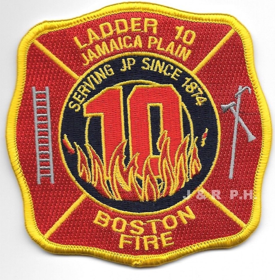 Boston  Ladder-10  "Jamaica Plain - since 1874", MA (4" x 4" size) fire patch