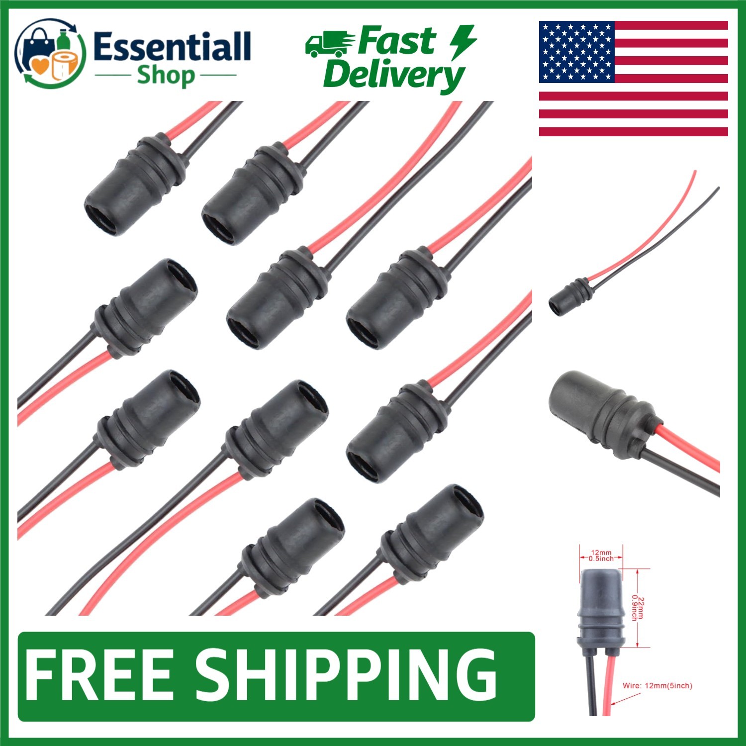 Effortless Install: 10 T10 Pre-Wired Female Sockets for LED and CFL Bulbs