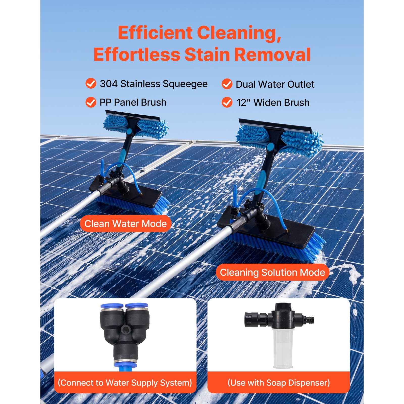 Uimoso Solar Panel Cleaning Kit with 26 ft Water Fed Pole and Brush System