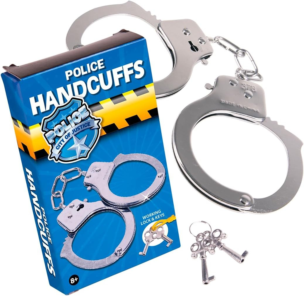 Toy Handcuffs for Kids – Police Role Play Kids Metal Handcuffs with Keys – Fake