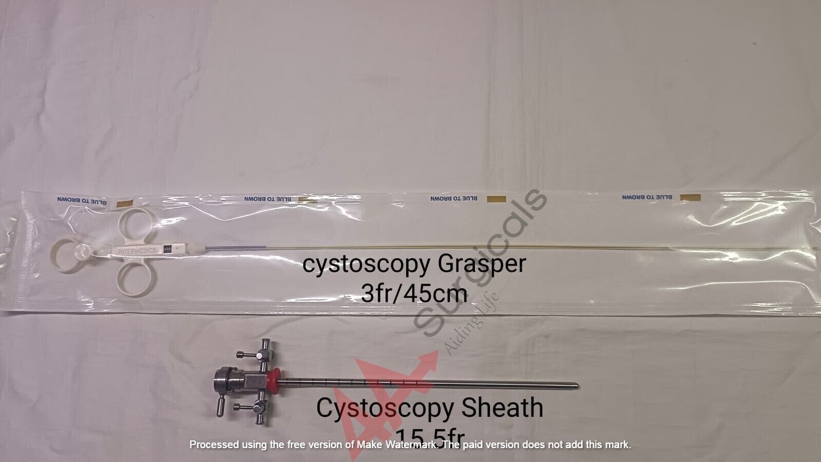 4A Cystoscopy Sheath With Oburator size 15.5Fr + Cystoscopy Grasper 3fr.