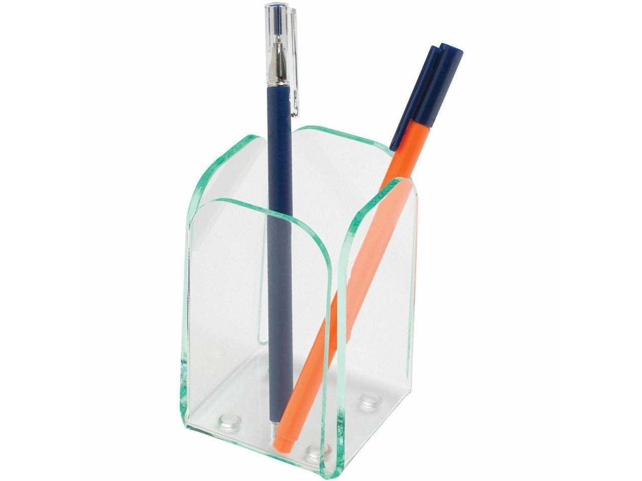 Lorell Transparent Pencil Cup 2-3/4"x2-3/4"x4-3/4" CL/Green 80656