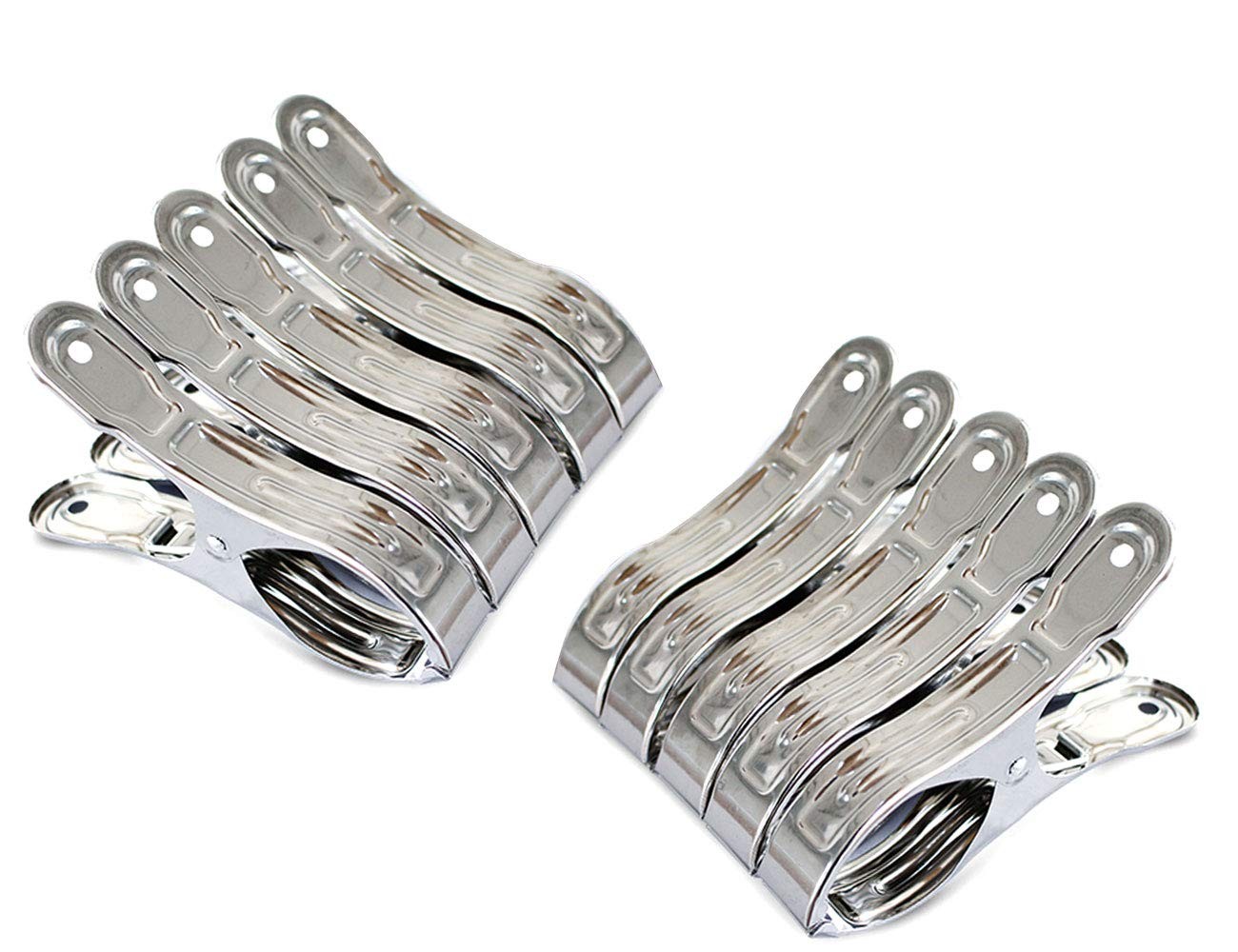 10 Pack 4.7 Inch Heavy Duty Large Stainless Steel Clothespins Beach Towel Clips