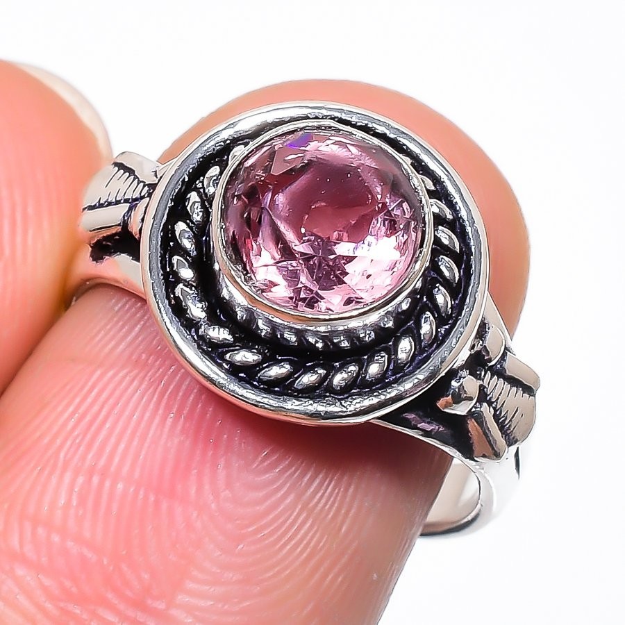 Pink Kunzite Gemstone 925 Sterling Silver Jewelry All Size Ring For Gift