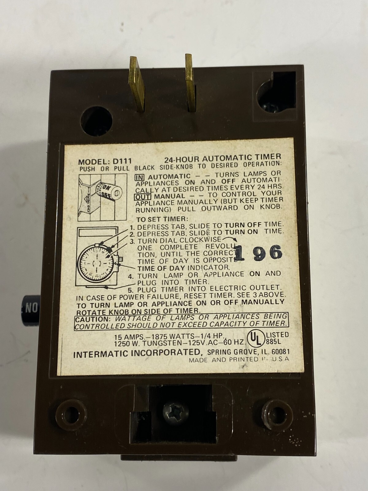 Intermatic Time All Model D111 24 Hour