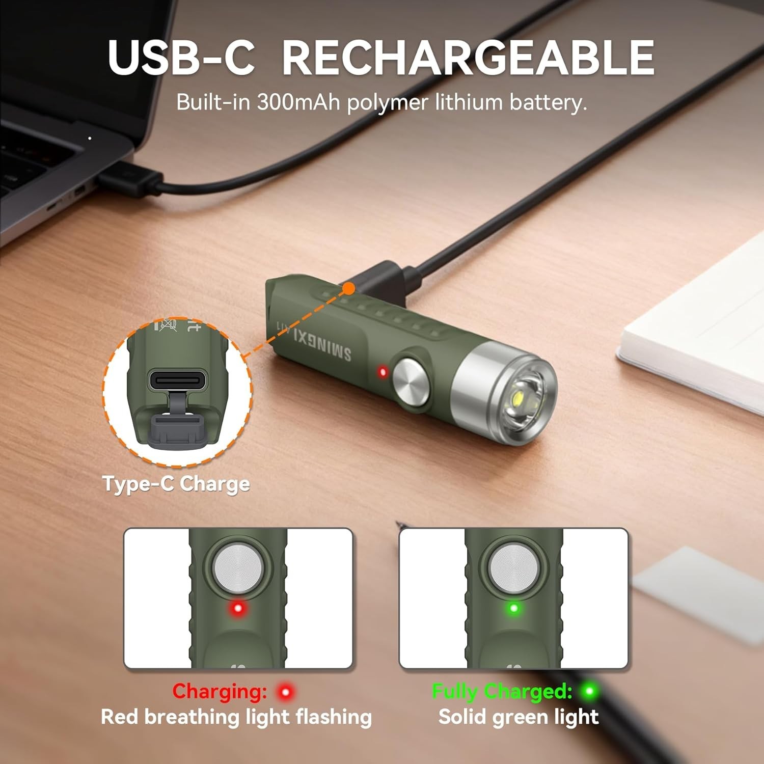 A11 500 Lumen Rechargeable Keychain Flashlight Mini Waterproof EDC