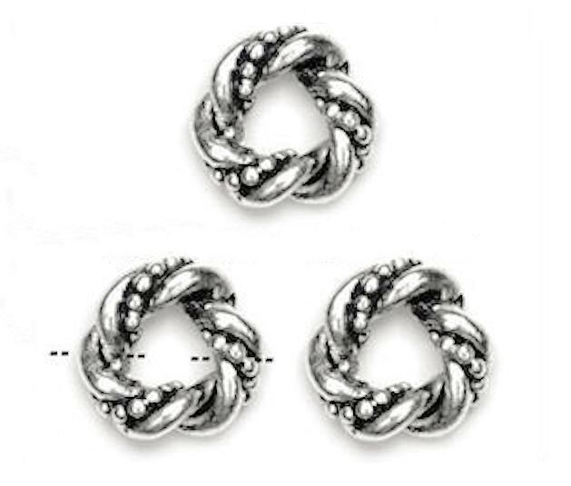 16 Antiqued Silver Plated 11mm Twisted Rope Circle Connecters with Holes *