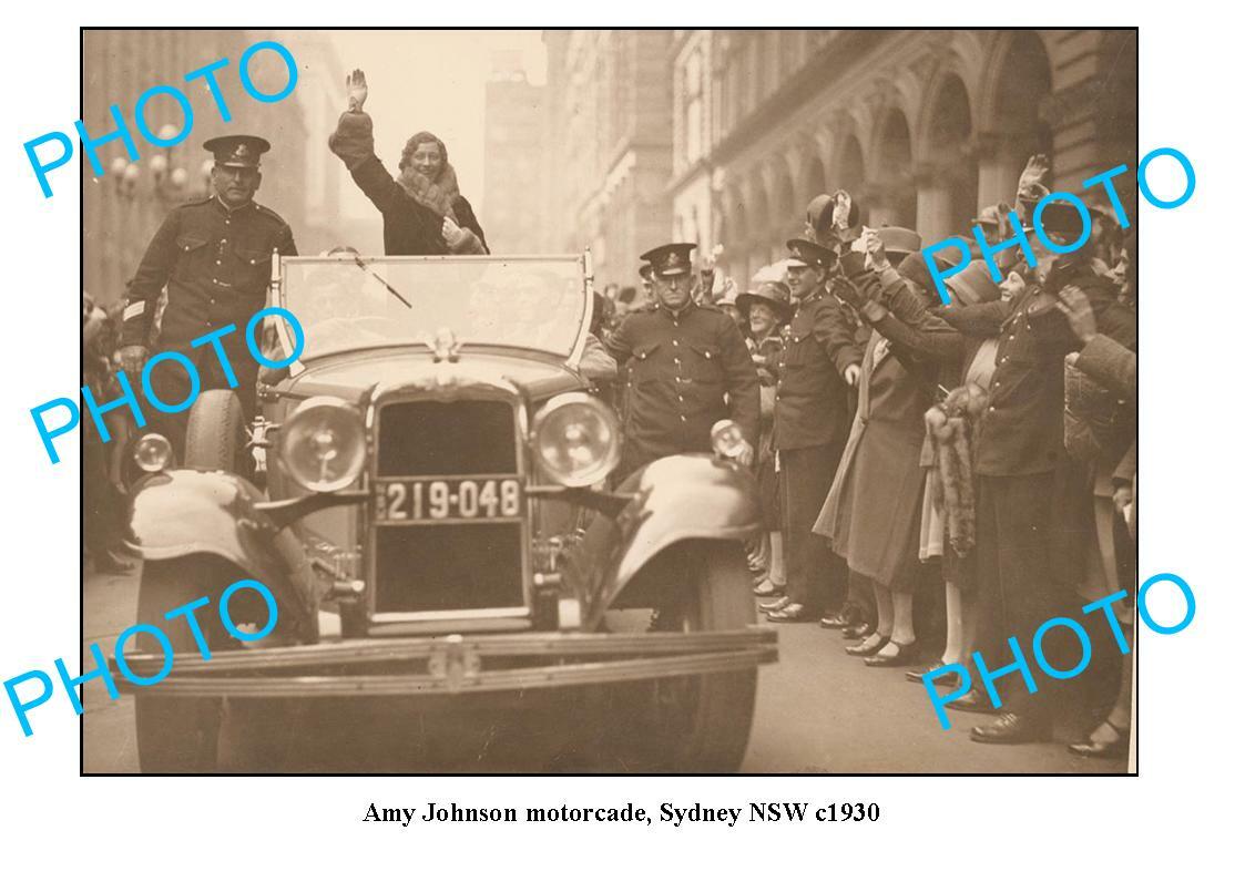 OLD 6 x 4 PHOTO AMY JOHNSON AVIATION PIONEER SYDNEY MOTORCADE c1930