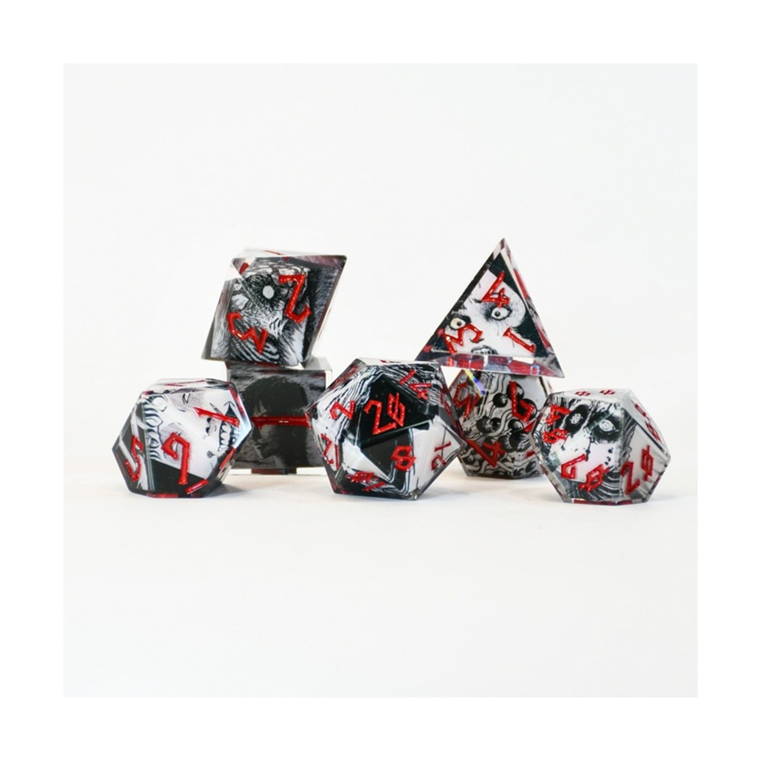 Misty Mountain Sharp Edge Resin Dice Poly Set - Junji Ito (7) New