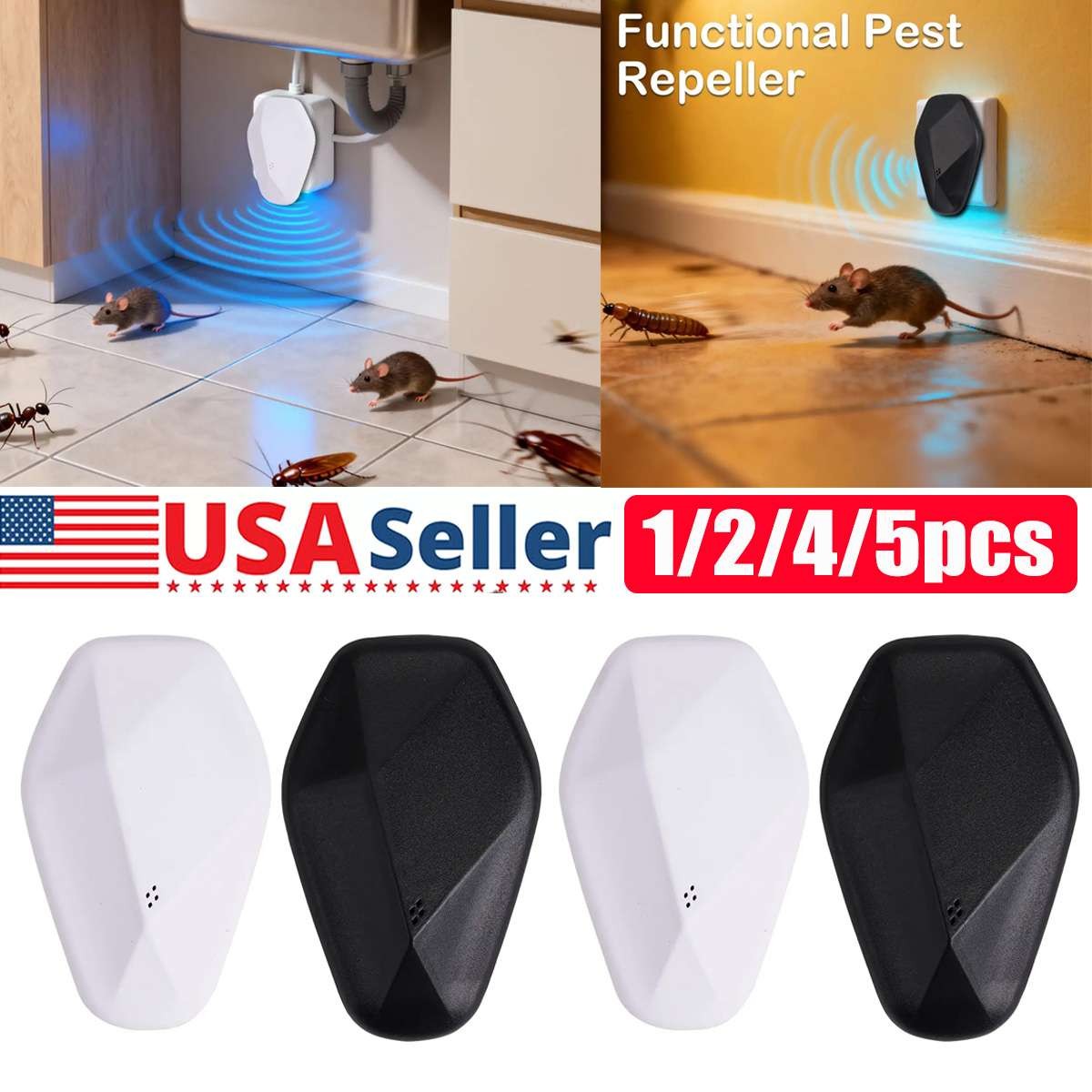 Lot Ultrasonic Pest Mice Repeller Electronic Indoor Plug in for Insects Pest Con