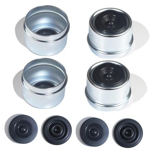 4pcs 1.98'' Trailer Hub Dust Caps with Extra 4pcs Rubber Plugs,Bearing Center